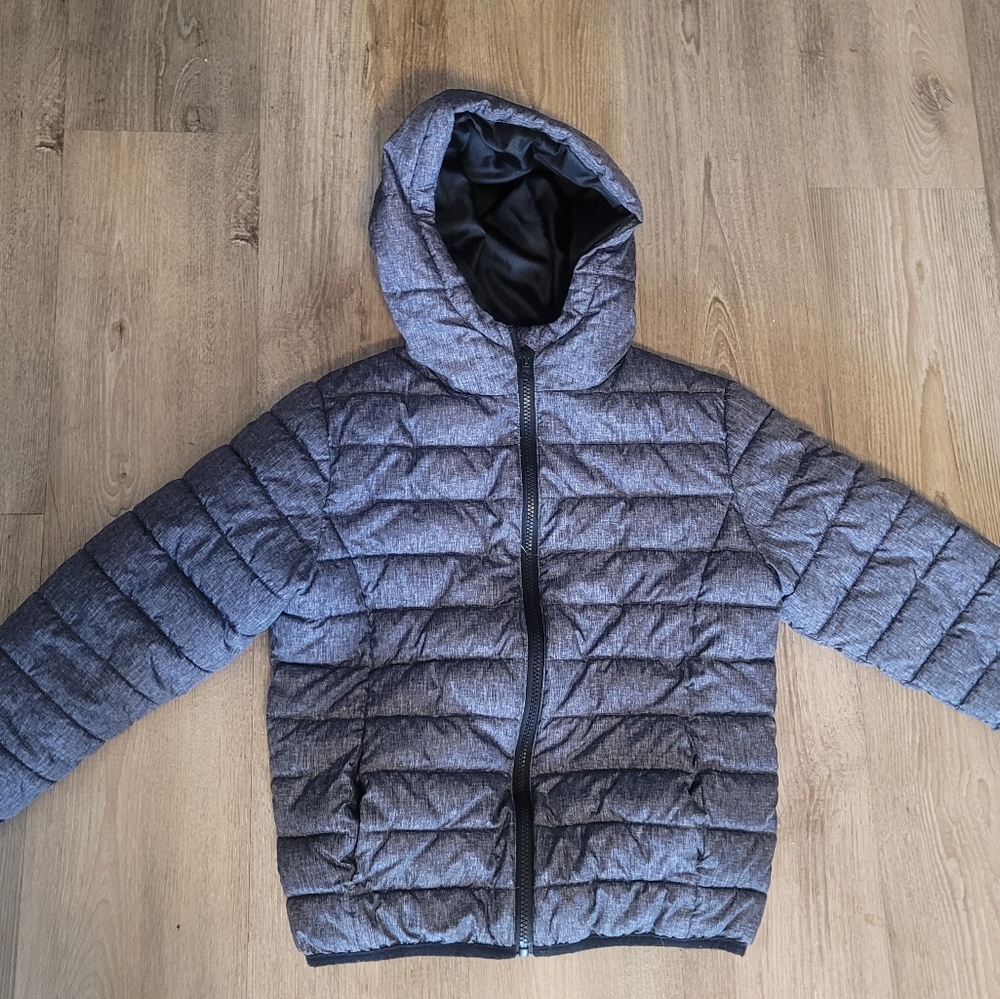 Boys Gray Hooded Puffer Jacket 10-12 Years